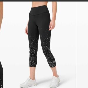 lululemon🍋Speed Wunder MR Crop Black Speckle Shine 23” Size 8